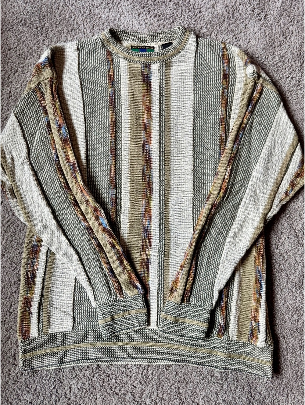 Vintage Alexander Julian Colours Men's Cotton Pullover Sweater Size L/XL